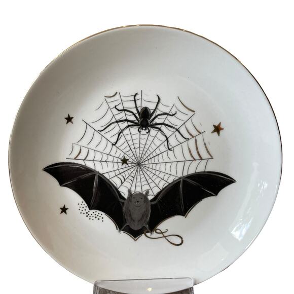 Potter's Studio Halloween Appetizer Plates 6in Bats & Skulls Set of 4 Spooky NEW - Picture 10 of 15